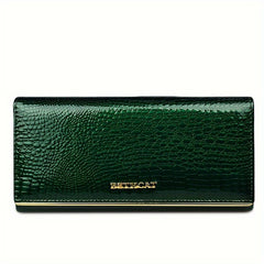 Women's Crocodile Pattern Cowhide Clutch Wallet Coin Purse