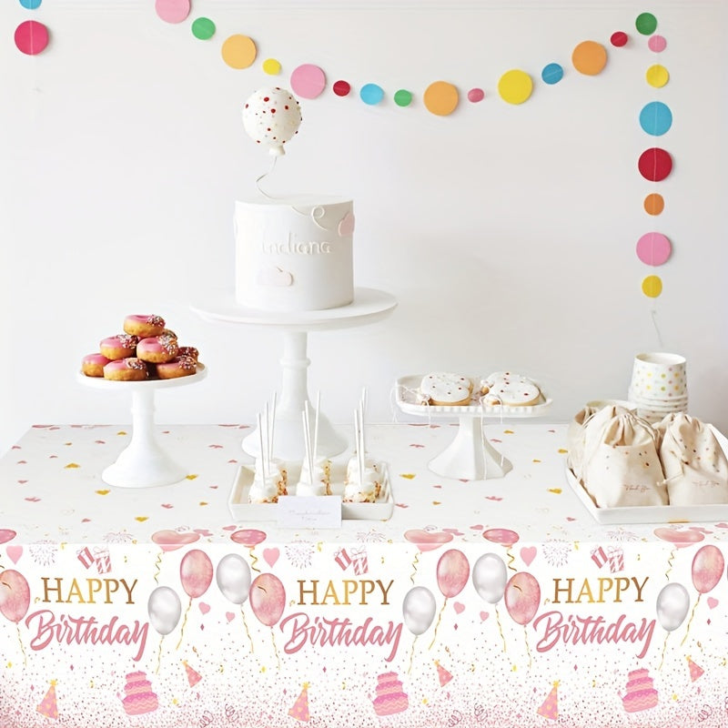 Pink Rose Golden Tablecloth Disposable Party Table Cover
