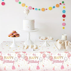 Pink Rose Golden Tablecloth Disposable Party Table Cover