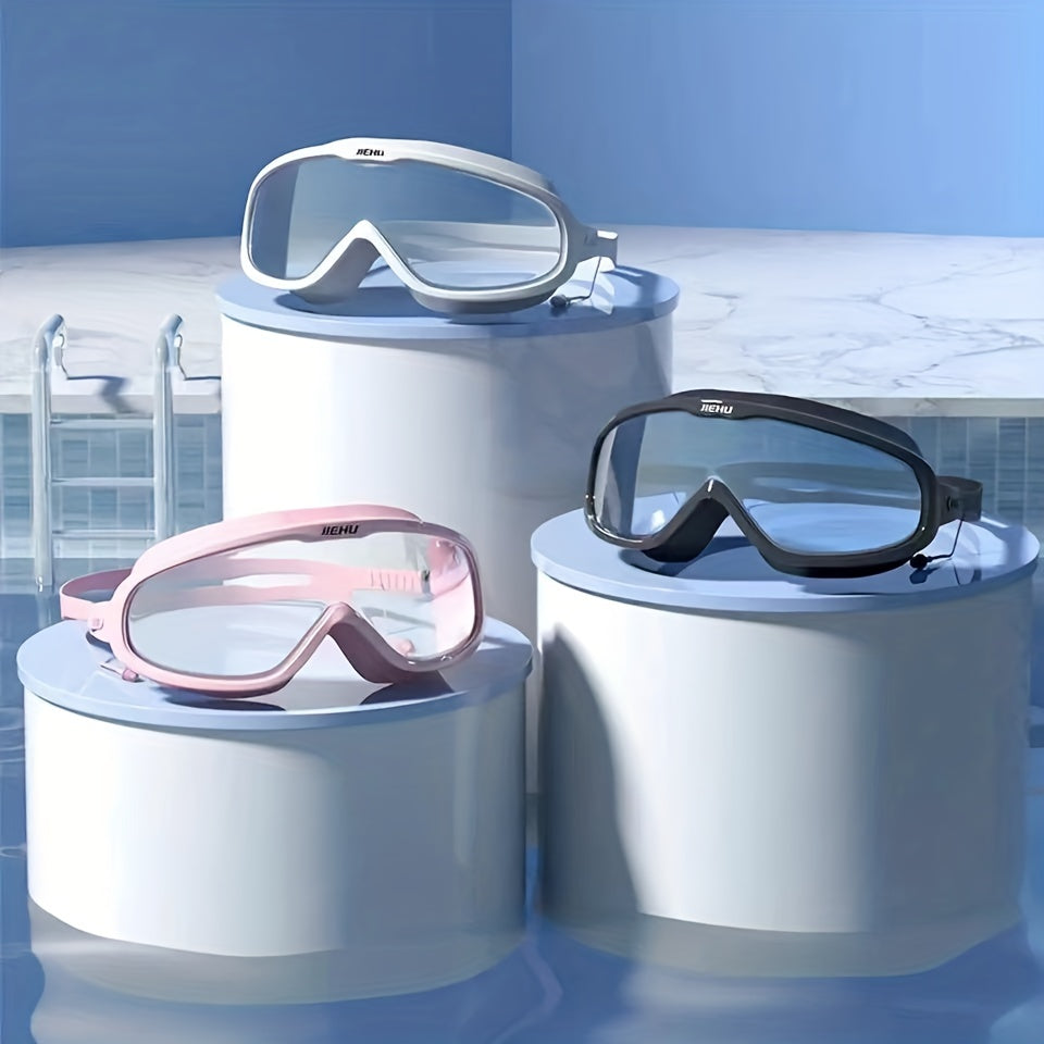 Adult Waterproof Swimming Goggles Large Frame Anti Fog Glasses