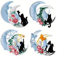 DIY Crystal Epoxy Resin Moon Cat Silicone Mold Star Moon Cat Pendant Casting