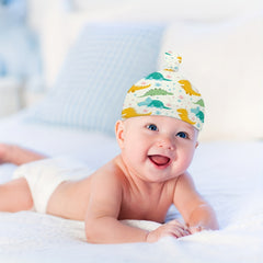 2pcs Baby Dinosaur Print Beanie Cap Soft Knotted Hat For Summer