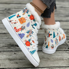 Christmas Plush Lined Thermal Skate Shoes High Top Fall Winter Keep Warm