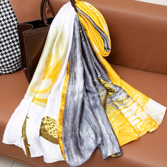 Lotus Flower Pattern Scarf Shawl Casual Head Wrap For Daily Decoration