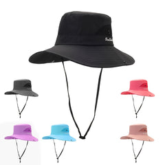 Embroidery Mesh Bucket Hat Wide Brim Women Boonie Hats