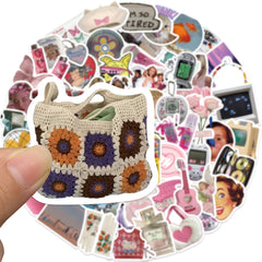 65pcs Retro Y2K Art Stickers Guitar Water Cup Scrapbook Laptop Gift Toy Stickers