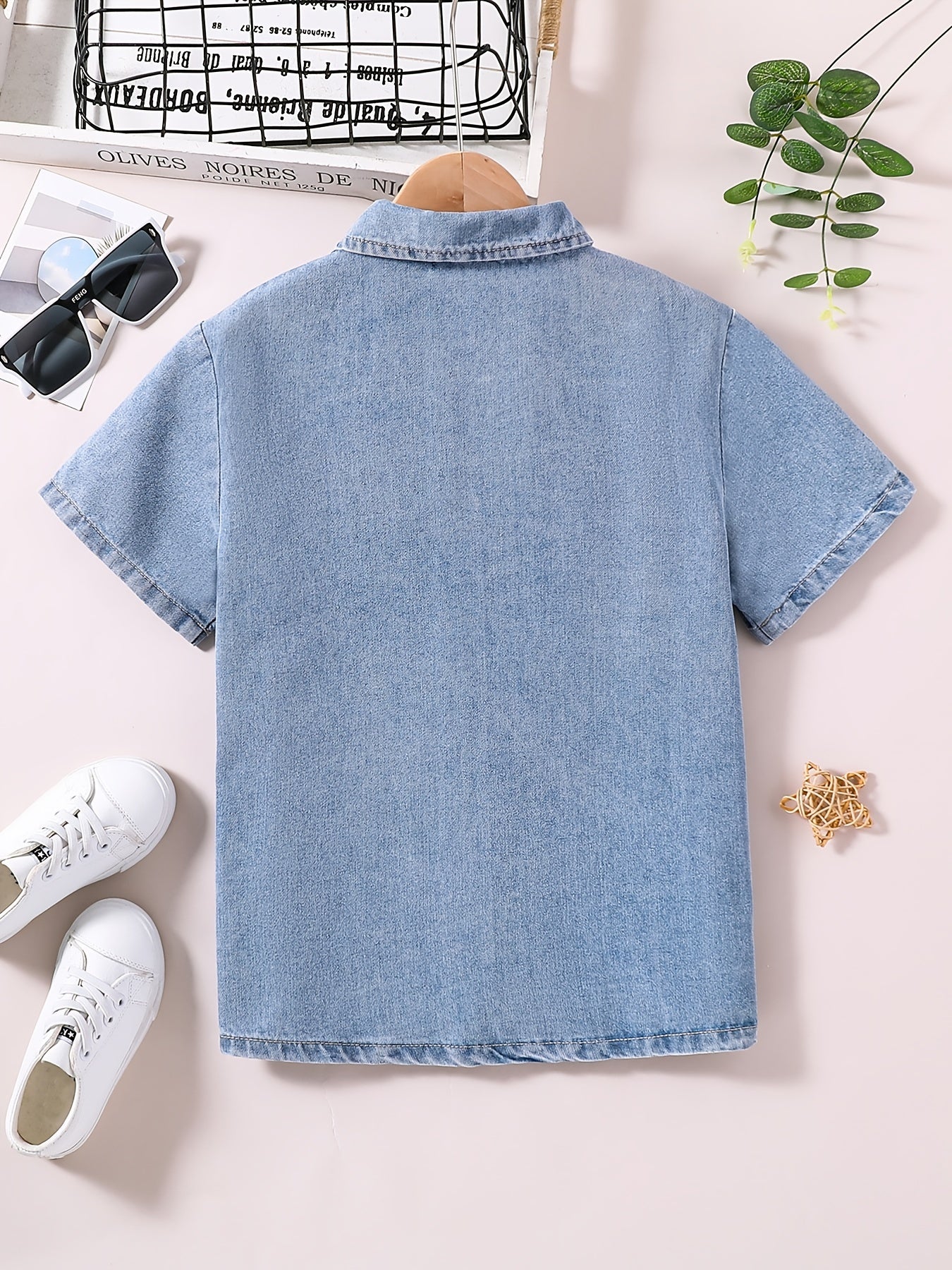 Boys Denim Top Casual Short Sleeve Shirt Summer Clothes