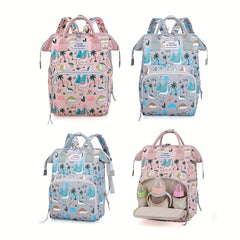 Spacious Pink/Gray Diaper Backpack with Pockets