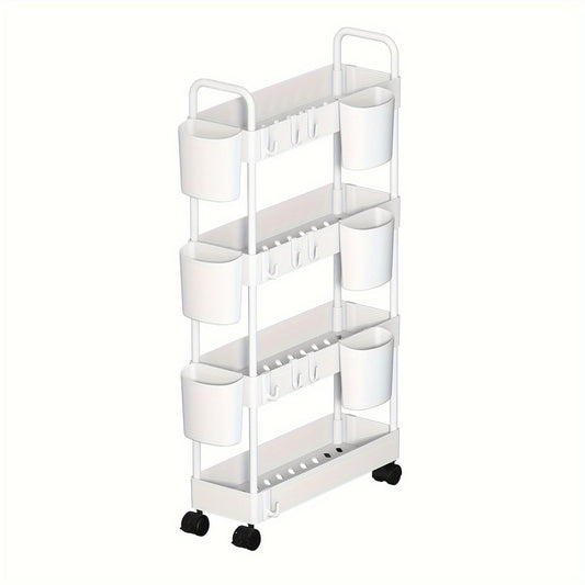 Kitchen Storage Slim Rack Small Cart Movable Living Room Plastic Storage Rack