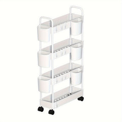 Kitchen Storage Slim Rack Small Cart Movable Living Room Plastic Storage Rack