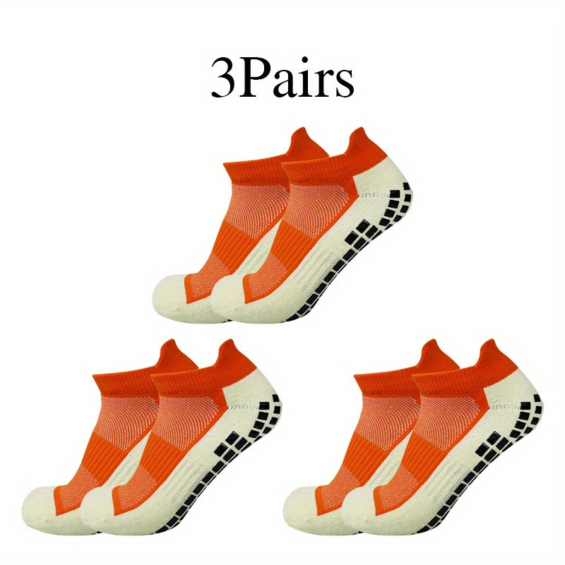 3Pairs Outdoor Breathable Sweat Absorbing Soccer Socks with Non-Slip Silicone