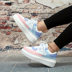 Women's Breathable Platform Sneakers Lace Up Running Shoes