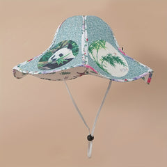Panda Print Sun Hat Foldable Wide Brim Straw Hat