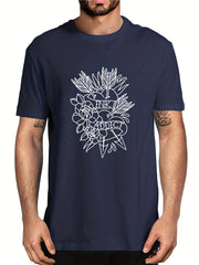 Men's Heart & Rose Graphic T shirt Casual Tee Summer Outdoor