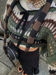 Gothic Hollow Out Boat Neck Crop Sweater