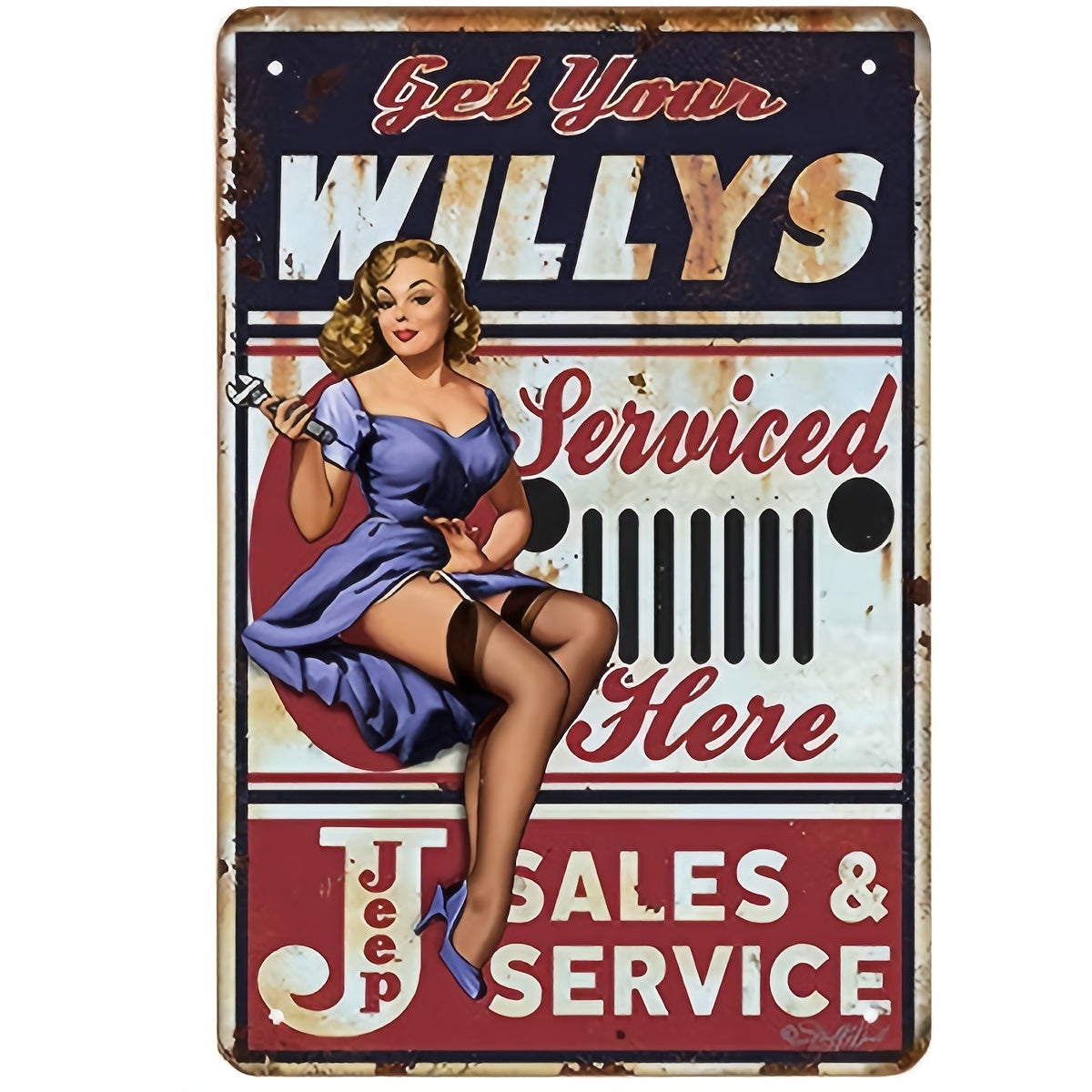 Vintage Pin Up Girl Tin Sign for Bars & Restaurants