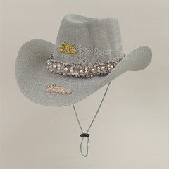 Vintage Faux Pearl Fedora Cap Cowgirl Hat