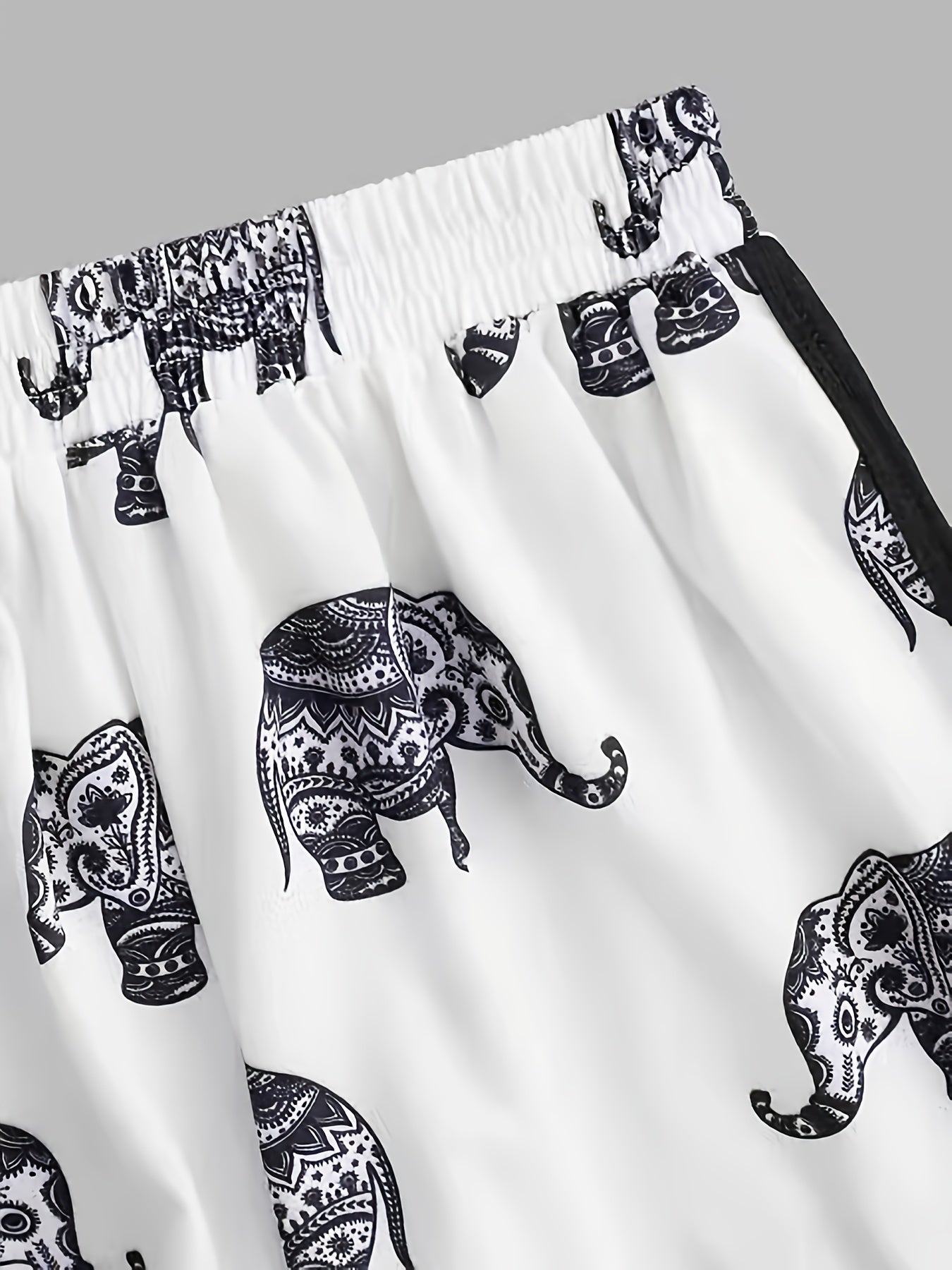 Boho Elephant Print High Waist Shorts