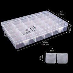 3 Pack Plastic Organizer Box 36 Grids with Adjustable Dividers Jewelry Bead Stor