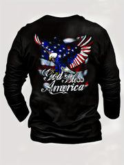 Eagle Print Men's Long Sleeve Novelty T shirt For Autumn
