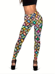 Hippie Style High Waist Leggings Skinny Casual Leggings Women's Clothing