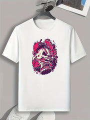 Anime Skull Print Men's Graphic T-shirt for Summer
