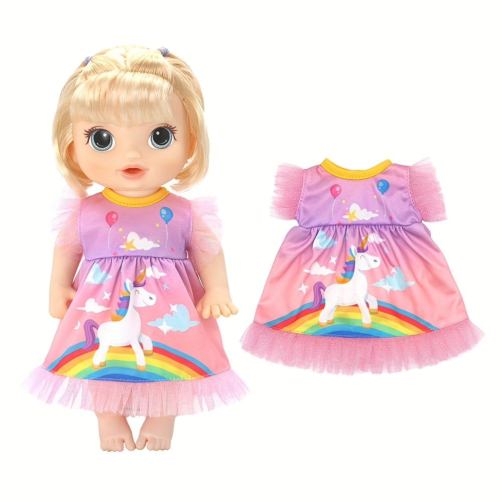 Pink Doll Clothes Set for 12" Dolls with Reusable Toy