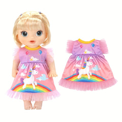Pink Doll Clothes Set for 12" Dolls with Reusable Toy
