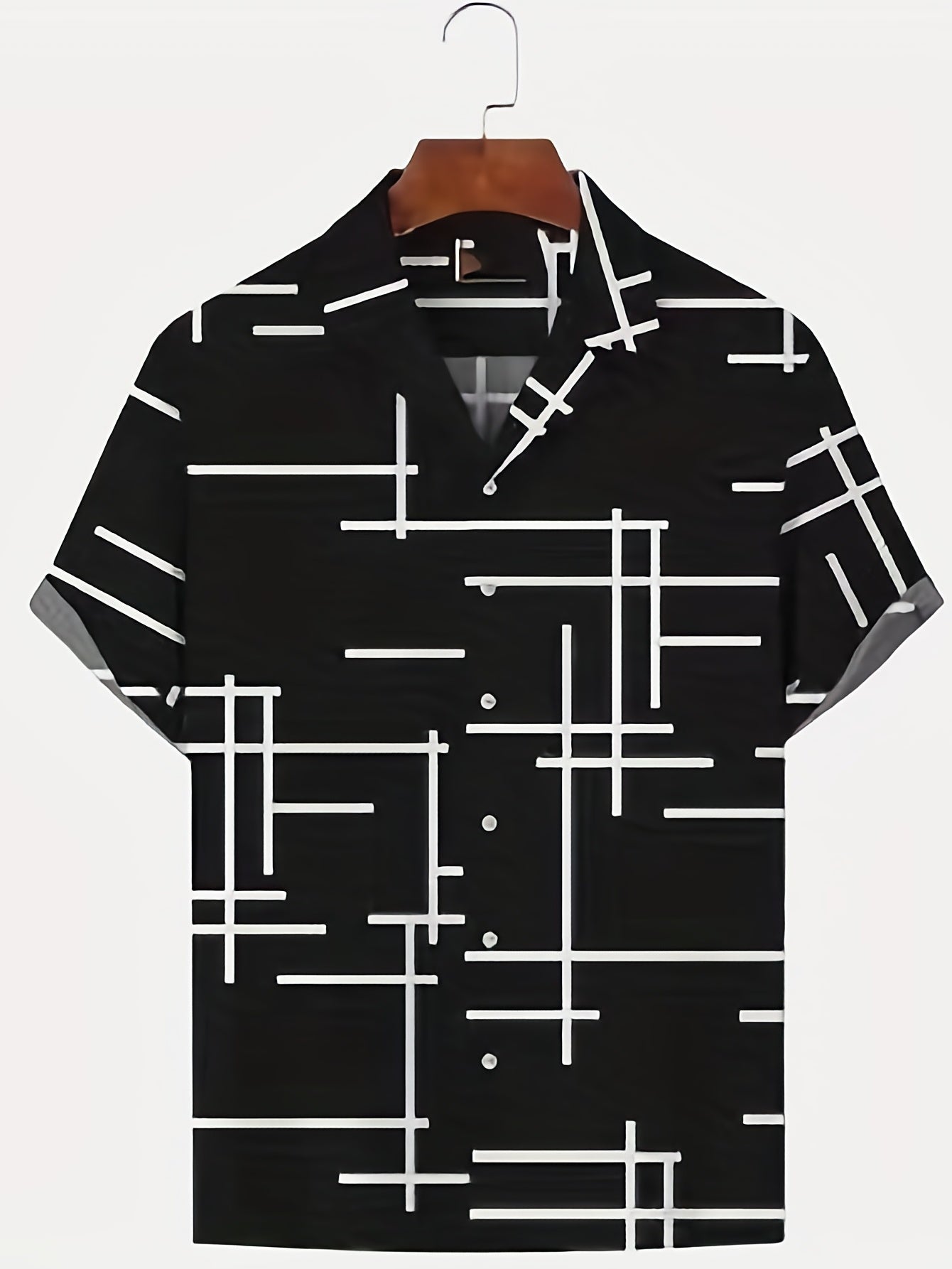 Stripe Print Men's Hawaiian Shirt for Summer Vacation