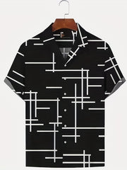 Stripe Print Men's Hawaiian Shirt for Summer Vacation