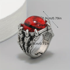 Retro Funky Dragon Eye Silver Ring Vintage Accessory