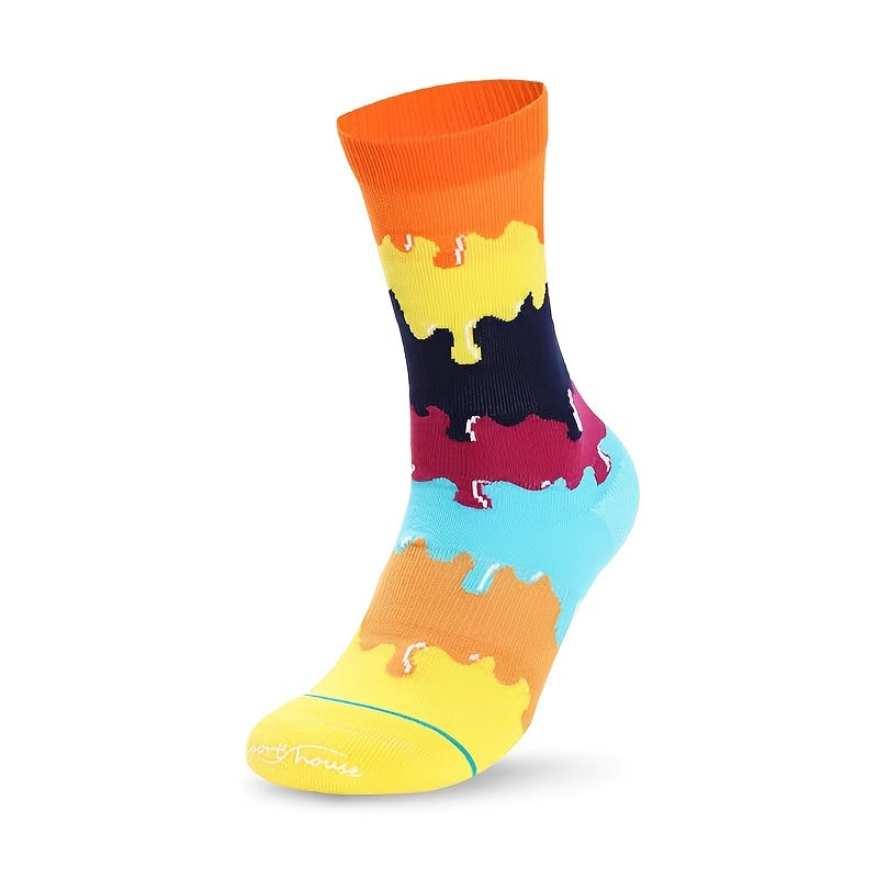 Men's Rainbow Breathable Mid Calf Sports Socks
