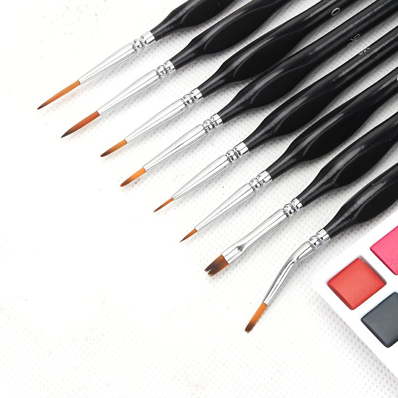 10pcs Triangle Rod Hook Line Pen 8 Detail Brushes with Elbow Outlining Pens