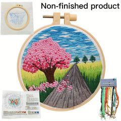 DIY Hanging Painting Wall Decoration Kit with Print, Drawings, Embroidery Cloth