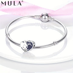 925 Silver Plated Cat Charm Beads DIY Jewelry Gift