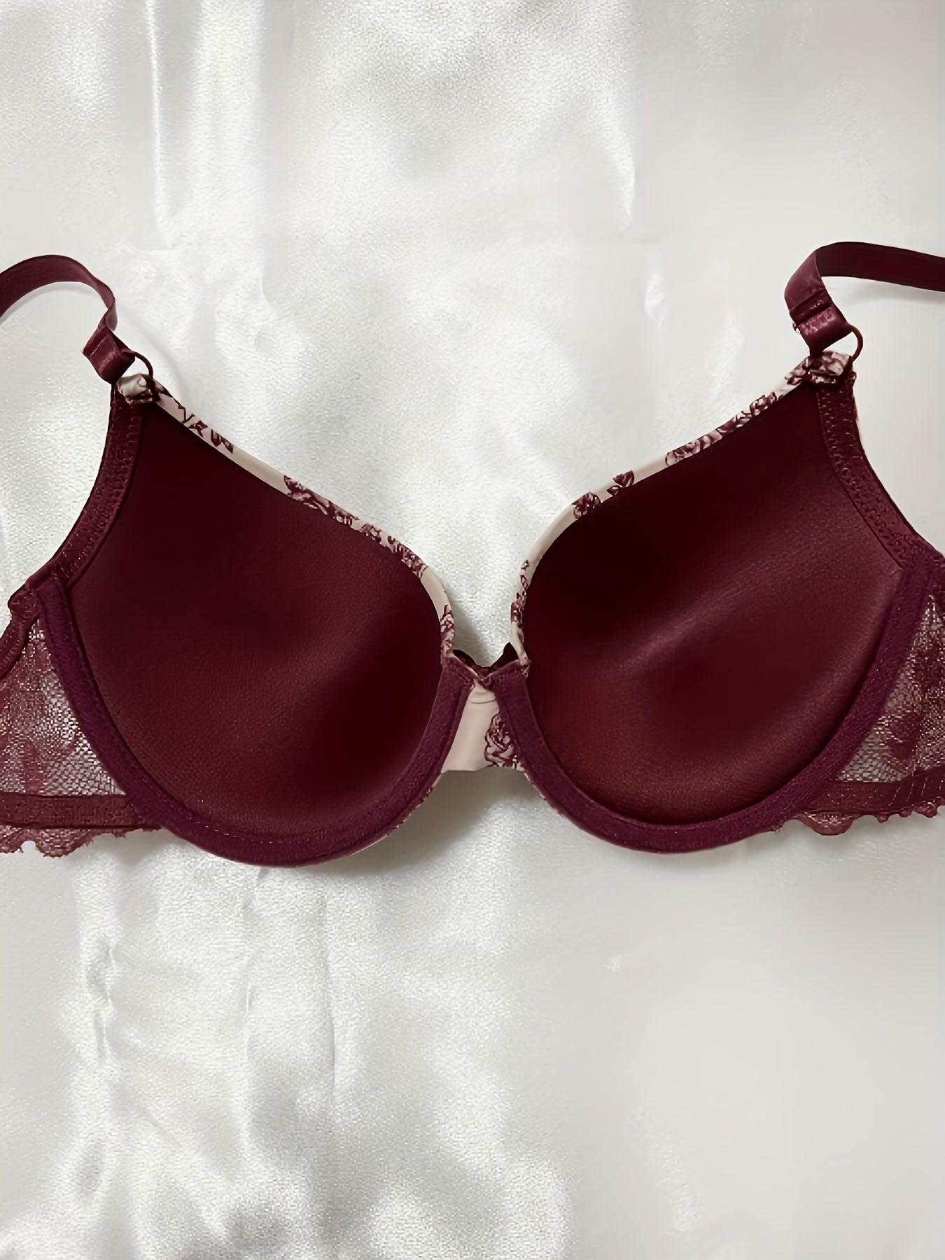 Floral Print Push Up Bras Comfy & Breathable Bow Tie Bra