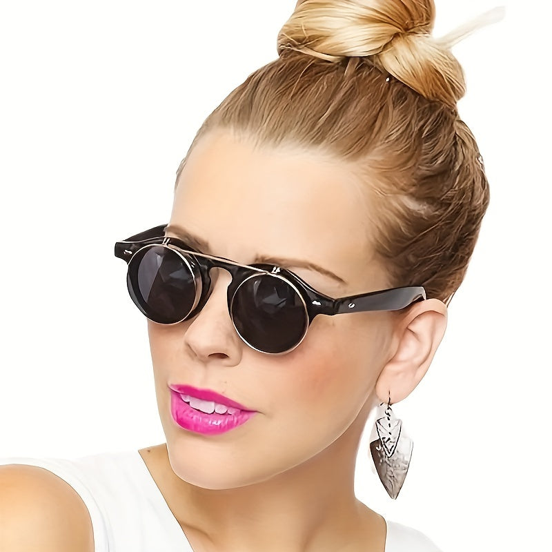 Round Retro Steampunk Sunglasses UV400