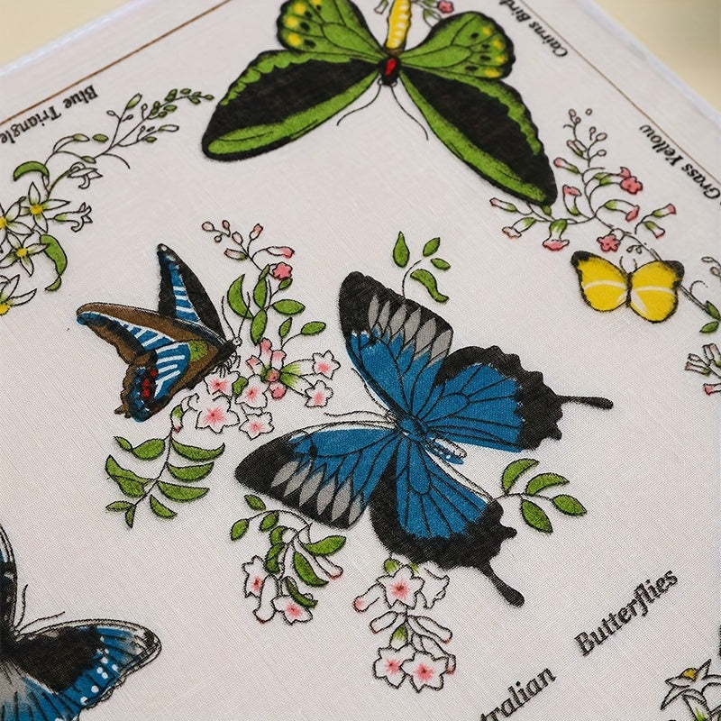 Set of 10 Handkerchiefs for Women Featuring Cartoon Birds And Bows