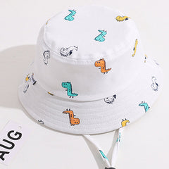 Baby Dinosaur Print Bucket Hat Wide Brim Sun Cap