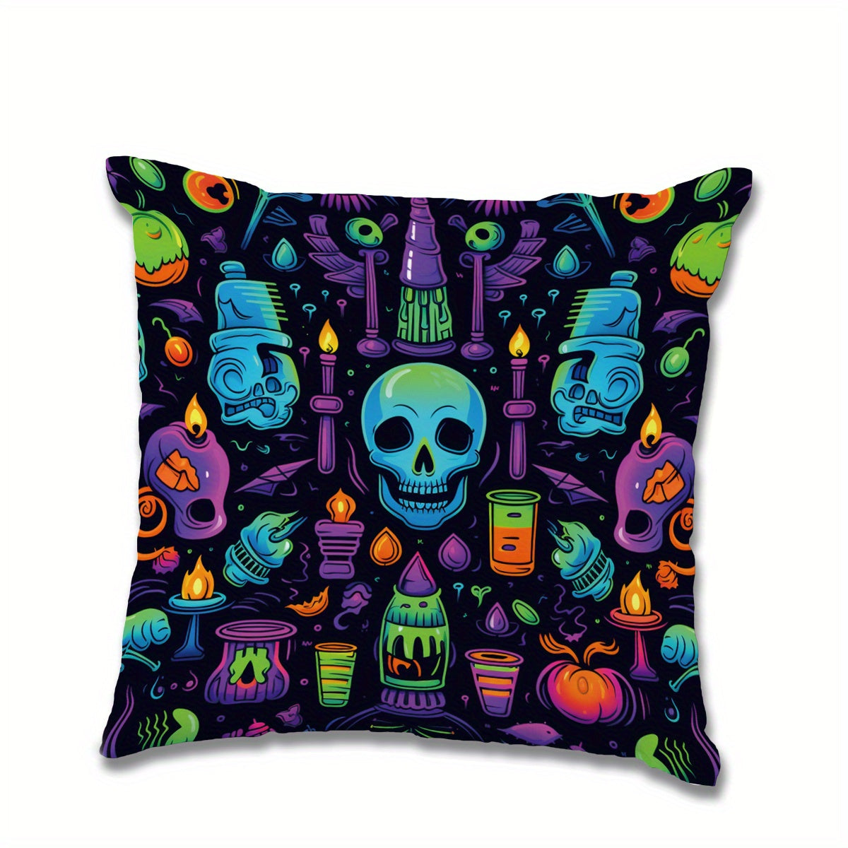Neon Pattern Skull Pillowcase for Sofas & Chairs