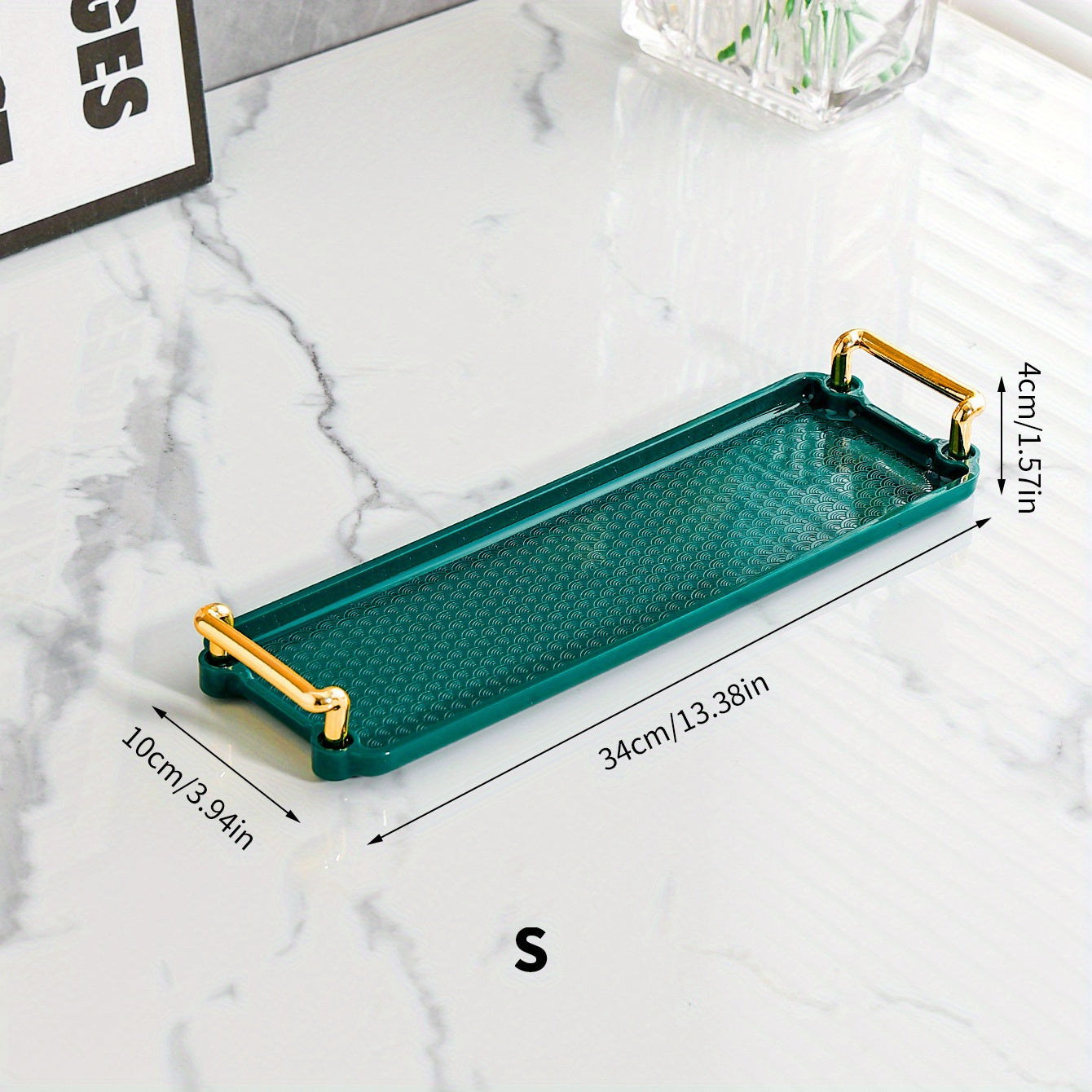 Modern Decorative Tray With Golden Handles Plastic for Home Decor