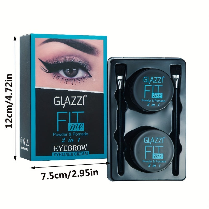 2-in-1 Eyebrow Powder & Eyeliner Set, Waterproof & Durable, Brown
