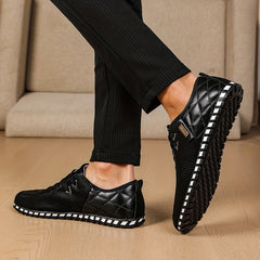 Men's Round Toe PU Leather Slip on Shoes Lightweight Comfortable Dress Shoes