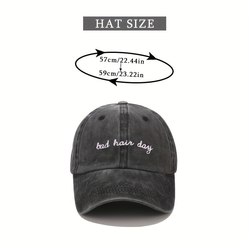 Distressed Ponytail Baseball Cap Embroidered Sun Hat