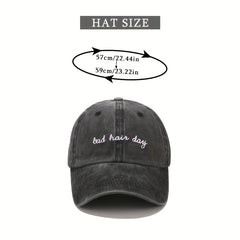 Distressed Ponytail Baseball Cap Embroidered Sun Hat