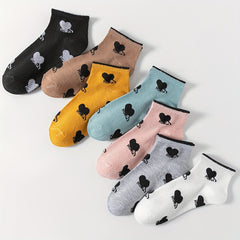 7 Heart Print Crew Socks Women's Stockings