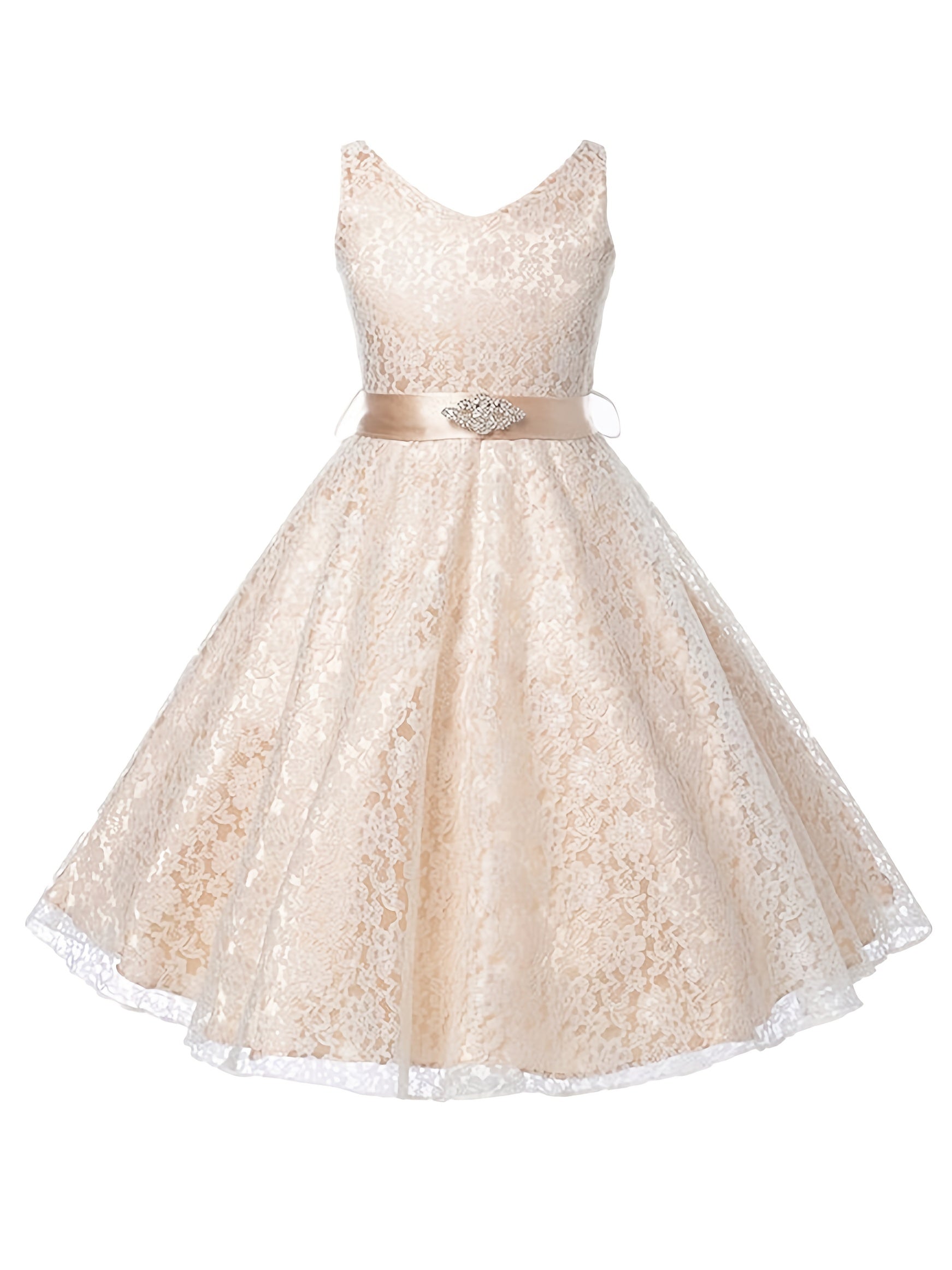 Girls Sleeveless Lace Puffy Princess Dress Wedding Flower Girls