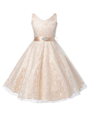 Girls Sleeveless Lace Puffy Princess Dress Wedding Flower Girls
