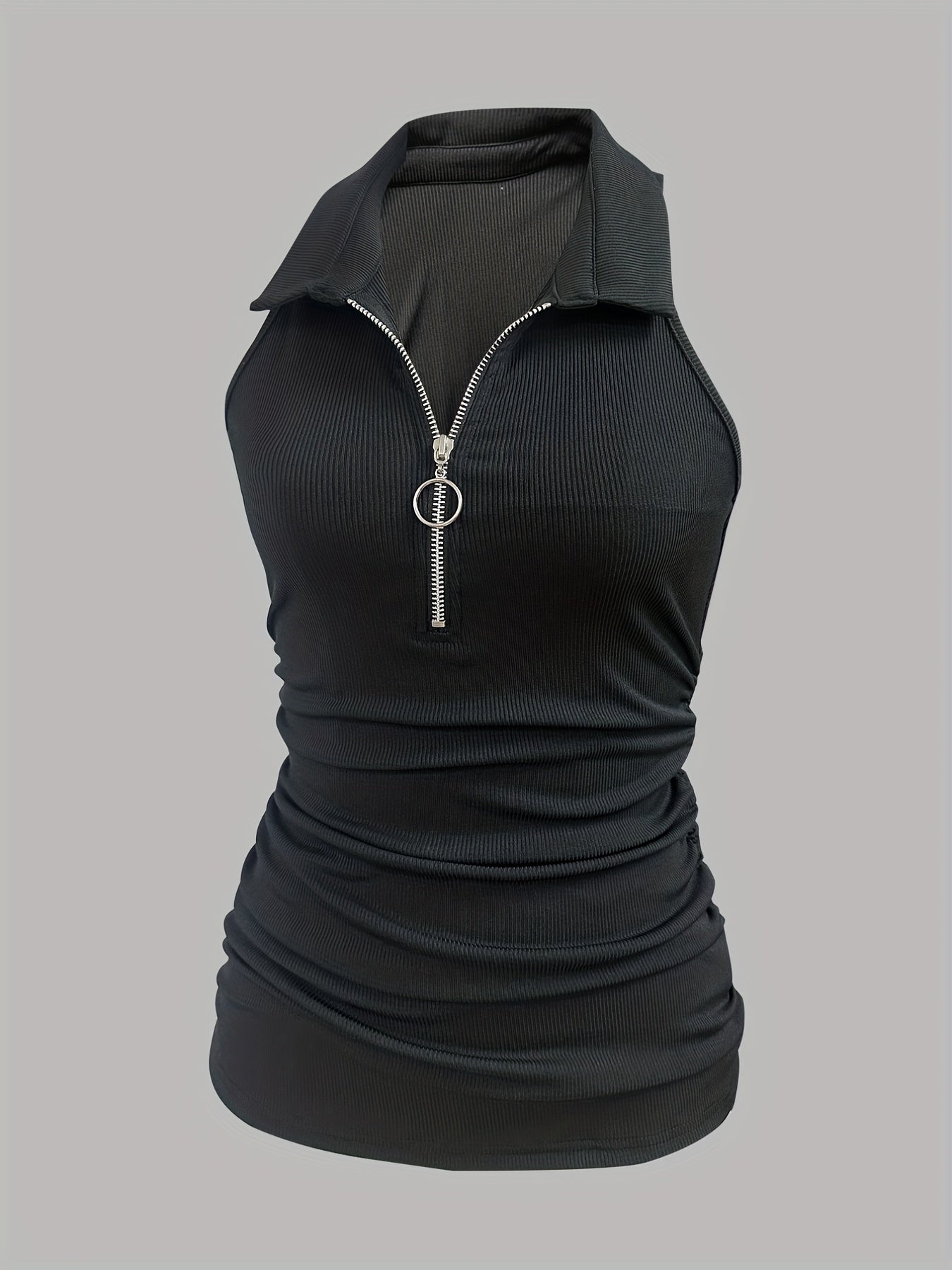 Ruched Half Zip Summer Top