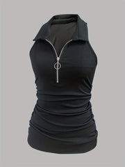 Ruched Half Zip Summer Top